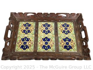 Mexican Tile and Hand Carved Wood Serving Tray