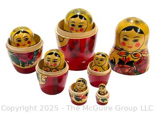 Traditional Russian Laquer Matryoshka Nesting Dolls