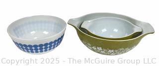 Three (3) Pyrex Mixing Bowls