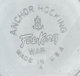 Hammered Aluminum Tray, Pyrex and Anchor Hocking Bowls and Franciscan Oval Platter