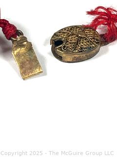 Hand Knotted Carved Cinnabar Bead Necklace 