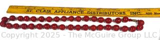 Hand Knotted Carved Cinnabar Bead Necklace 
