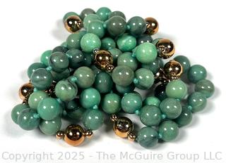 Green Aventurine Quartz Knotted Bead Necklace 