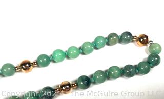 Green Aventurine Quartz Knotted Bead Necklace 