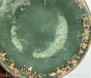 Green Arts & Craft Zanesville Stoneware Pottery Vase, Style 101 with Flower Relief