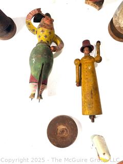 Collection of Carved Wood Folk Art Dolls. Made in Portugal 
