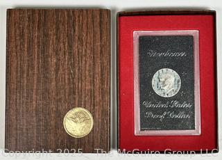 1973 US Eisenhower $1 Dollar Proof Coin in US Mint Case (40% silver)