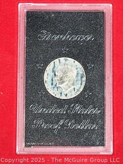 1973 US Eisenhower $1 Dollar Proof Coin in US Mint Case (40% silver)