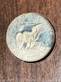 1973 US Eisenhower $1 Dollar Proof Coin in US Mint Case (40% silver)