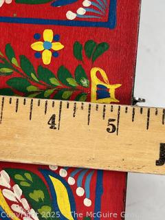Folk Art Painted Wooden Chest, Made in Krakow Poland by Milenium Studios with Artist Name on Lable. 10 x 5 x 5"