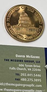 Gold Toned Commemorative Medal Honoring the First 39 U.S. Presidents 