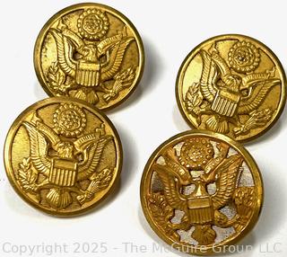 Four (4) US Army WW2 Era Waterbury Uniform Buttons