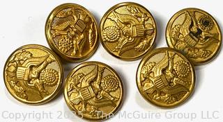 Six (6) US Army WWII Era Waterbury Uniform Buttons