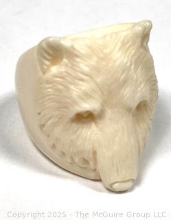 Carved Bone Bear Ring. 