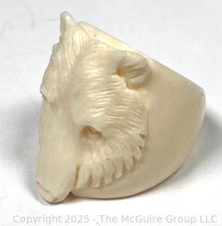 Carved Bone Bear Ring. 