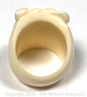 Carved Bone Bear Ring. 