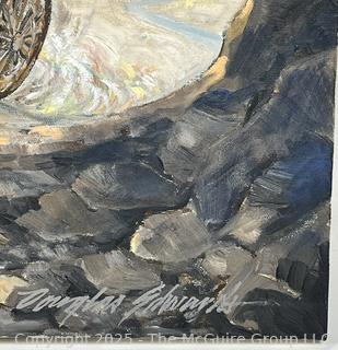 Unframed Original Oil on Canvas Titled "Headin Fer Tombstone" Signed by Artist Douglas Edwards, 2004. 24 x 30"