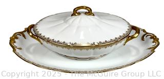 L Bernardaud & Co Limoges France Covered Porcelain Vegetable Dish with Platter.