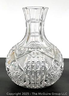 American Brilliant Period Cut Crystal Glass Carafe. 8 1/2" tall
