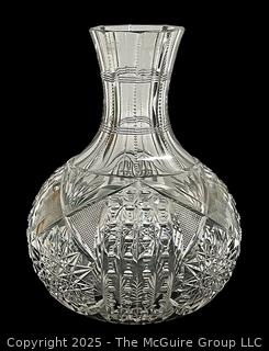 American Brilliant Period Cut Crystal Glass Carafe. 8 1/2" tall