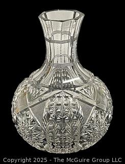 American Brilliant Period Cut Crystal Glass Carafe. 8 1/2" tall