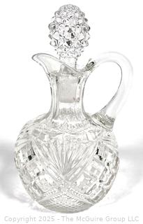 Clear Cut Crystal Cruet with Stopper 6" tall