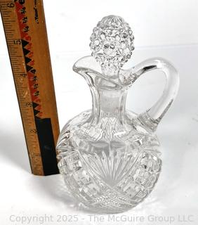 Clear Cut Crystal Cruet with Stopper 6" tall