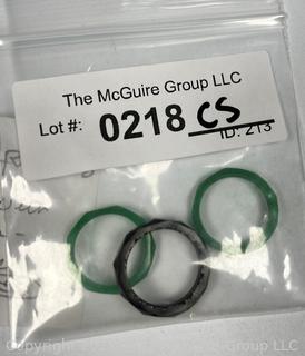 Three (3) Green & Black Faceted Glass Rings 