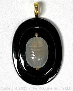 Polished Onyx with Applied Quartz Scarab Pendant
