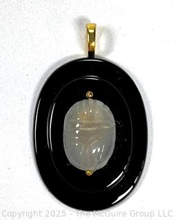 Polished Onyx with Applied Quartz Scarab Pendant
