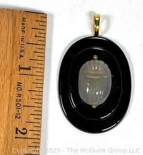 Polished Onyx with Applied Quartz Scarab Pendant