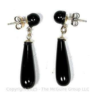 Pair of Polished Black Onyx Drop Earrings