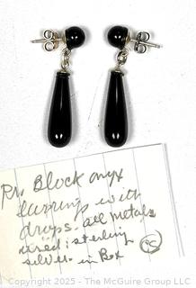 Pair of Polished Black Onyx Drop Earrings