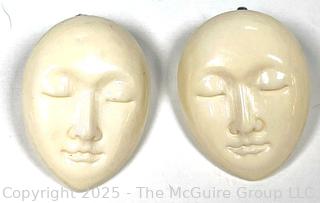 Bone Carved With Faces Earrings
