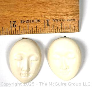 Bone Carved With Faces Earrings