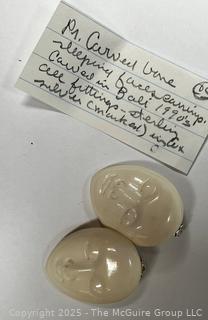 Bone Carved With Faces Earrings