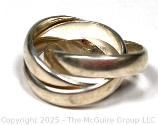 Triple Intertwined Sterling Silver Bands Ring. 