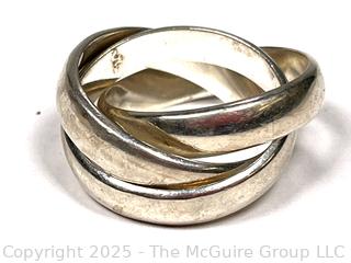 Triple Intertwined Sterling Silver Bands Ring. 