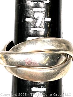 Triple Intertwined Sterling Silver Bands Ring. 