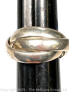 Triple Intertwined Sterling Silver Bands Ring. 