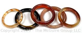 Five (5) Stone Rings Including Tigers Eye and Carnelian 