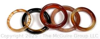 Five (5) Stone Rings Including Tigers Eye and Carnelian 
