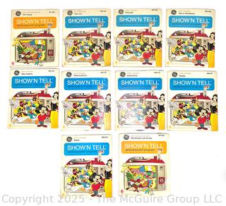 Ten (10) General Electric Show'n Tell Picturesound Program Records. Disney and Fairy Tales and Cartoons