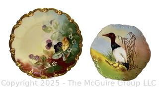 Two (2) Limoges Coronet Hand Painted Porcelain Plates
