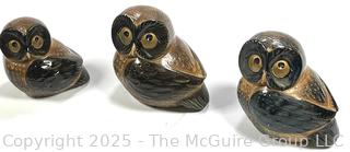Three (3) OMC Otagiri Pottery Stoneware Owl Figurines
