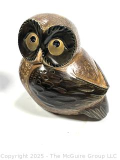 Three (3) OMC Otagiri Pottery Stoneware Owl Figurines