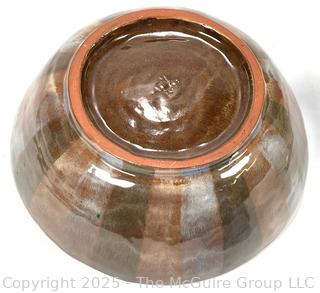 Hand Blown Blue Glass Ornament, Pottery Bowl and Porcelain Basket Box. 