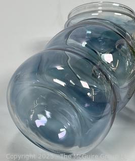 Hand Blown Blue Glass Ornament, Pottery Bowl and Porcelain Basket Box. 
