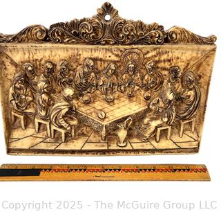Bas Relief Plaque Featuring The Last Supper. 12”