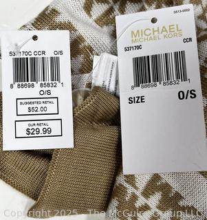 Michael Kors Signature Brown Leather Tote and Knit Scarf. Scarf New with Tags